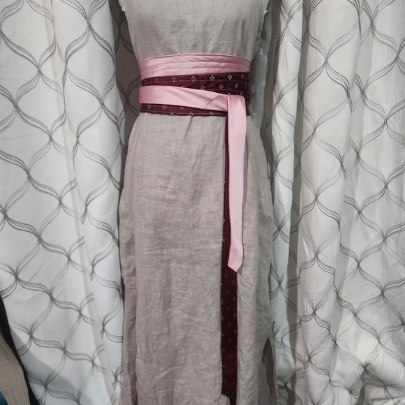 Hand Crafted Deep Rose Pink Obi Style Waist Wrap Belt 100% Silk Reclaimed